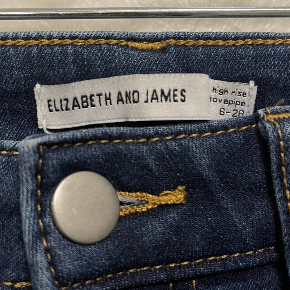 Elizabeth and James Dark Wash High Rise Organic Cotton Stove Pipe Jean Size 6/28 - Picture 6 of 11